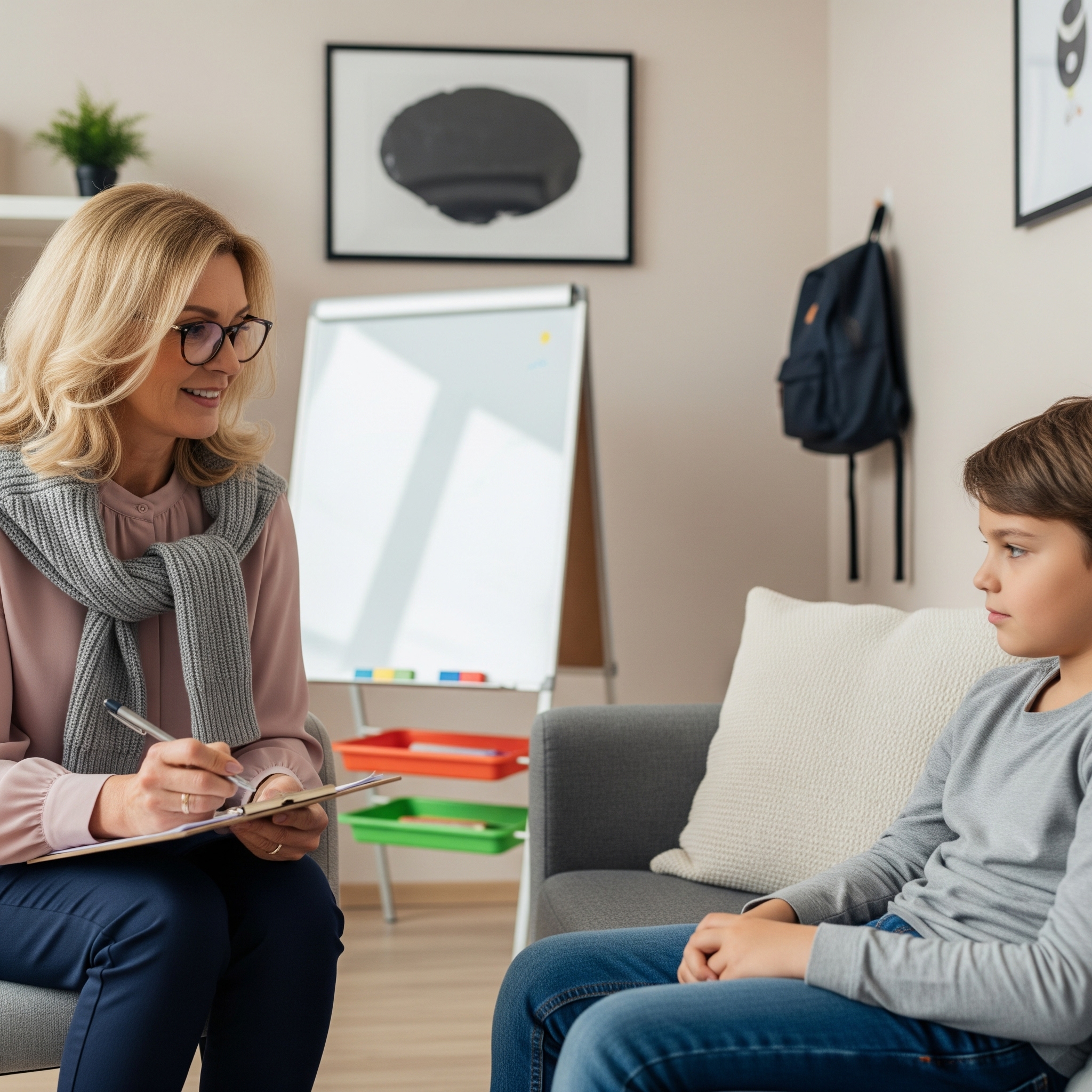 Criança recebendo apoio psicopedagógico
